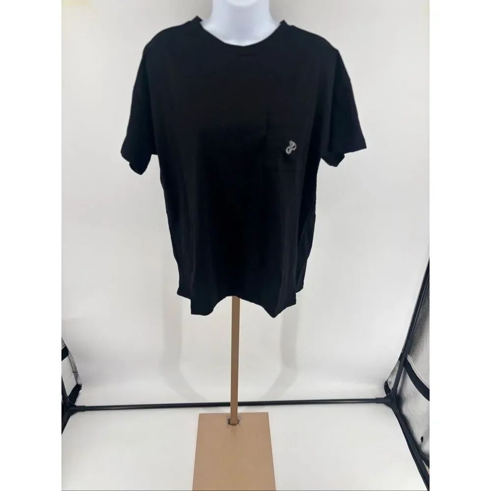 PINK Victoria’s Secret Pocket T-Shirt Womens Large Black Bling P Logo Script